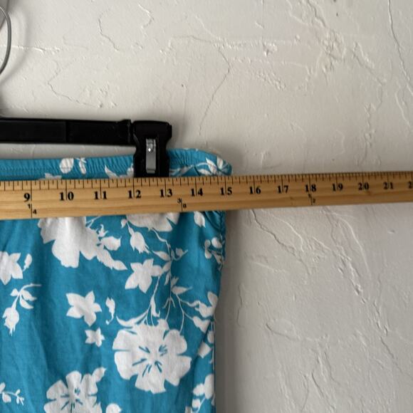 Vanity Y2k Hawaiian‎ Large Blue White Floral Strapless Tube Top Beach Summer - Picture 4 of 7